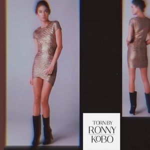 Brown mini dress Torn by Ronny Kobo! Bodycon style